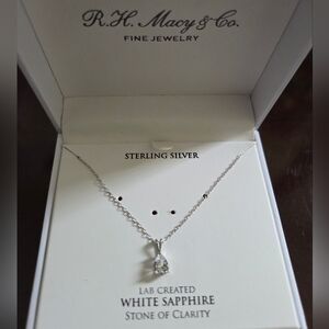 Macy's Lab Created White Sapphire Sterling Silver Necklace